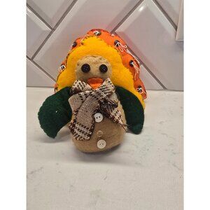 Handmade Plush Turkey Decoration With Felt & Button Details Thanksgiving Table D